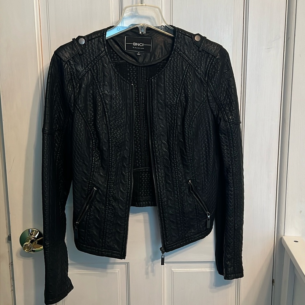 Leather black cropped jacket